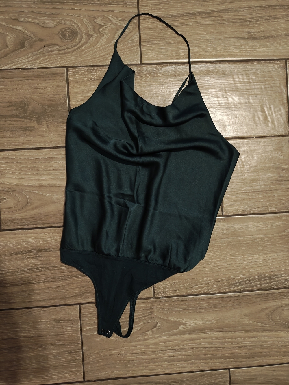 Abercrombie & Fitch Dark Green Satin Halter Bodysuit